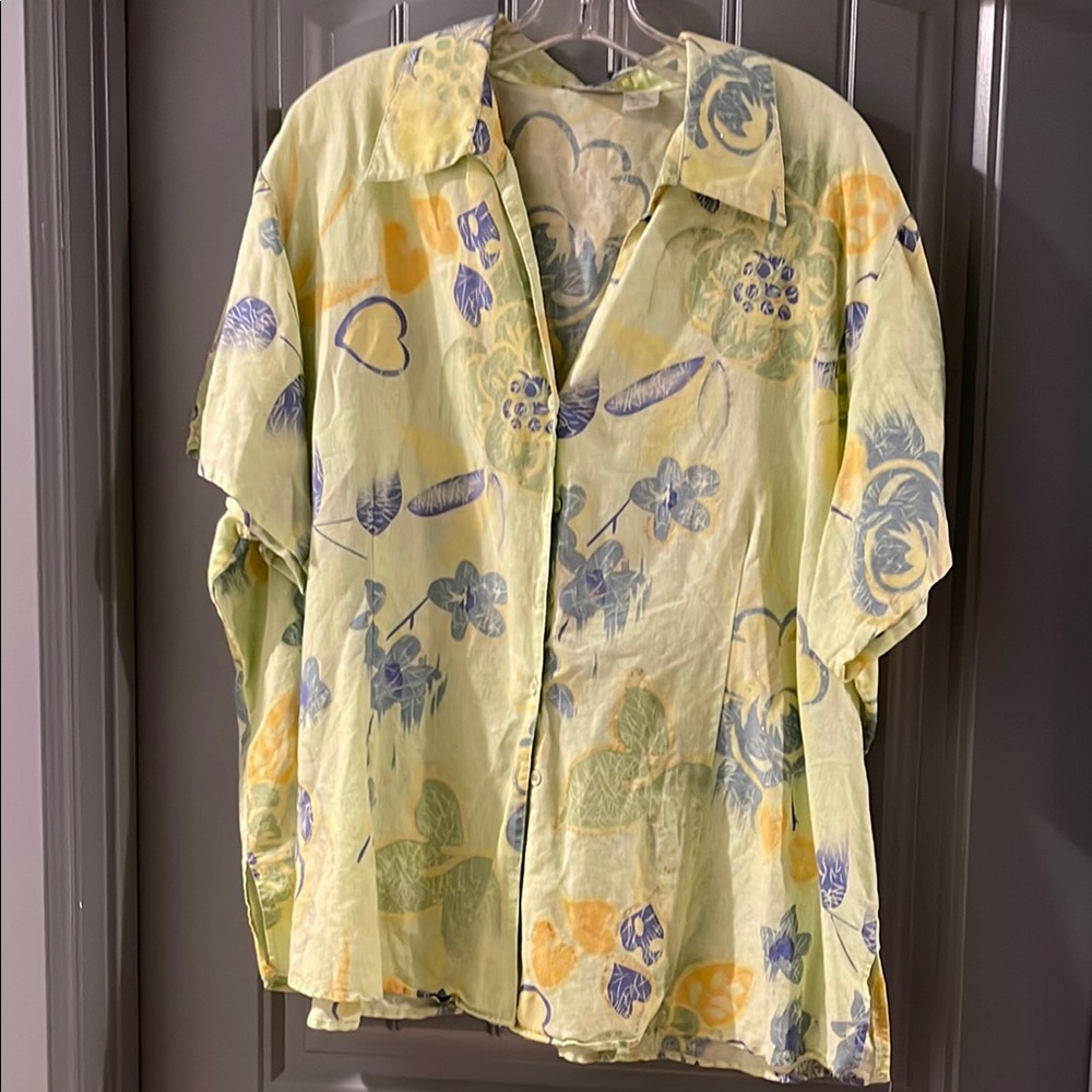 Harve Benard Floral Button Down Shirt - Yellow and Blue